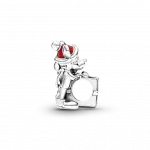 Серебряный шарм Disney Mickey, Minnie и подарочная коробка с красной эмалью