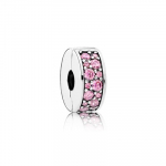 Silver clip with pink cubic zirconia and silicone grip