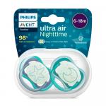 Пустышка Philips Avent SCF376/13 ортодонтическая силиконовая синяя-зелёная 6-18м