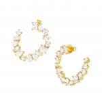 COLOR WAVE earrings in 925 sterling silver and cubic zirconia (WHITE Fin. Yellow gold)