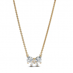 Bow 14k gold-plated collier with clear cubic zirconia