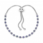 Браслет из стерлингового серебра с родиевым покрытием, кристаллом лунно-голубого цвета и прозрачным кубическим цирконием