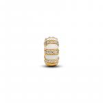 14k gold-plated clip with clear cubic zirconia, shimmering white enamel and silicone grip