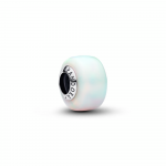 Sterling silver charm with aurora lab-grown opal resin