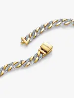 Cuban chain sterling silver and 14k gold-plated bracelet with clear cubic zirconia
