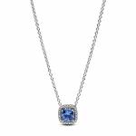 Sterling silver collier with cornflower blue crystal and clear cubic zirconia