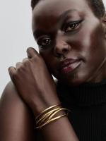 Organically wired 14k gold-plated open bangle
