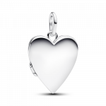 Engravable openable heart sterling silver pendant with magnet and silvery enamel