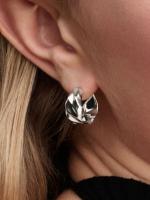 Rippled sterling silver hoop earrings