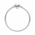 Snake chain sterling silver bracelet with engravable heart clasp