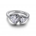 Hearts sterling silver ring with clear cubic zirconia