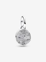 Engravable sterling silver mini medallion with clear cubic zirconia