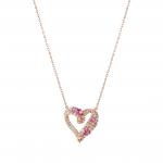 MOSAICA necklace in 925 sterling silver (HEART) and colored cubic zirconia (011_Rose Gold)