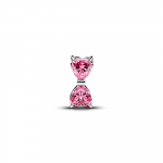 Bow sterling silver charm with fancy pink cubic zirconia