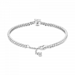 Heart sterling silver tennis bracelet with clear cubic zirconia