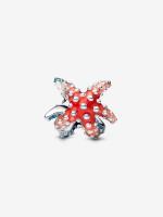 Starfish sterling silver charm with shaded blue and pink enamel