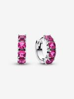 Sterling silver hoop earrings with phlox pink crystal
