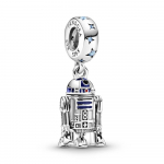 Шарм-подвеска Star Wars R2D2 с фантазийным голубым кубическим цирконием, синей, красной и черной эмалью