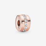 14k Rose gold-plated clip with clear cubic zirconia