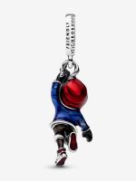 Marvel Spider-Man Miles Morales sterling silver dangle with red, blue, white and black enamel