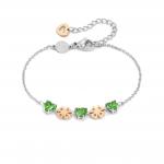 PRINCIPESSINA bracelets in steel with BI-TONE fin, and cubic zirconia (006_four-leaf clover)