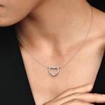 Серебряное колье Heart с прозрачными фианитами