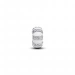 Sterling silver clip with clear cubic zirconia, shimmering white enamel and silicone grip