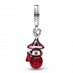 Marvel Spider-Man sterling silver dangle with black and transparent red enamel
