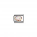 Composable Classic FACETED STONES DROP LEFT in steel and 375 gold (38_PINK OPAL)