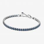 Sterling silver tennis bracelet with royal blue crystal