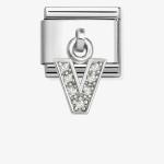 Composable Classic CHARMS LETTERS CZ steel and 925 sterling silver (22_V)