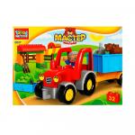 Конструктор большие кубики Город мастеров трактор с тележкой