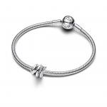 Twisting arrow sterling silver charm with clear cubic zirconia