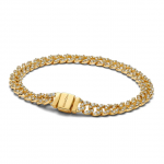 Cuban chain 14k gold-plated bracelet with clear cubic zirconia