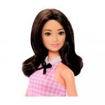 Кукла Barbie Fashionistas Quick Curl Платье розовое в клетку