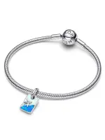 Travel sterling silver dangle with white and blue lab-created opal