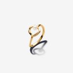14k gold-plated ring with treated white freshwater cultured pearl and clear cubic zirconia