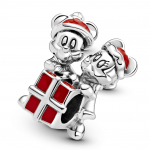 Серебряный шарм Disney Mickey, Minnie и подарочная коробка с красной эмалью