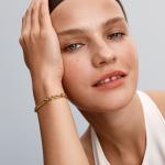 14k Gold-plated link bracelet with engravable bar