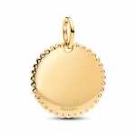 Engravable round 14k gold-plated pendant with clear cubic zirconia