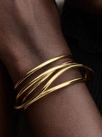 Organically wired 14k gold-plated open bangle
