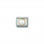 COMPOSABLE Classic ROUND STONES in stainless steel with 18k gold (13_WHITE PEARL)