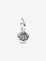 Shell sterling silver mini dangle with clear cubic zirconia