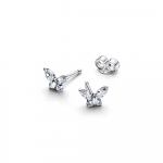 Butterfly sterling silver stud earrings with clear cubic zirconia