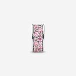Silver clip with pink cubic zirconia and silicone grip