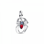 Marvel Spider sterling silver dangle with sky blue and fuchsia rose crystal