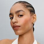 Hearts and lines 14k gold-plated hoop earrings with clear cubic zirconia