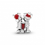 Серебряный шарм Disney Mickey, Minnie и подарочная коробка с красной эмалью