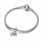 Infinity, disc and heart sterling silver dangle with clear cubic zirconia