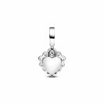 Heart sterling silver double dangle with clear cubic zirconia and transparent resin
